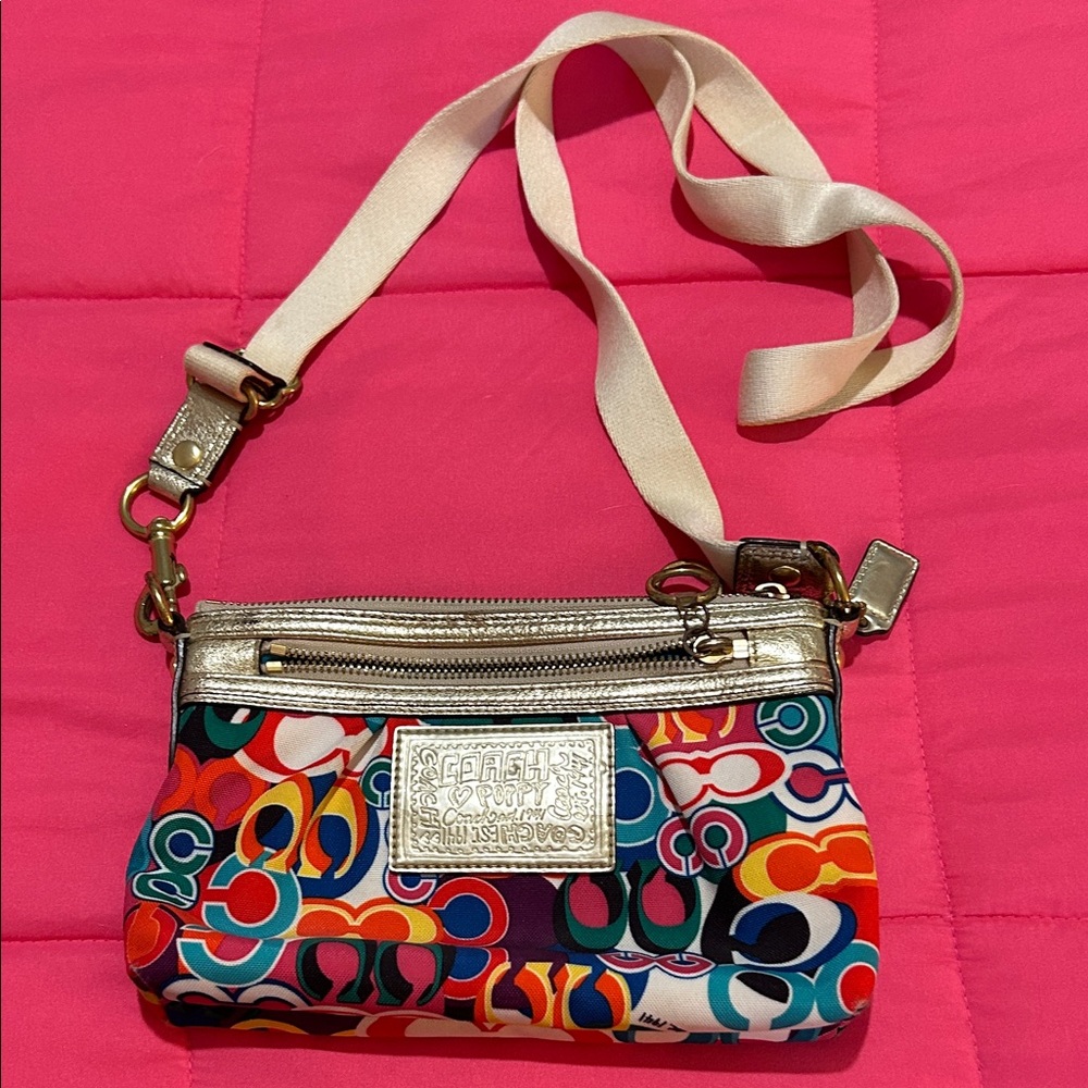 Coach Multicolor Crossbody Bag with Silver Details